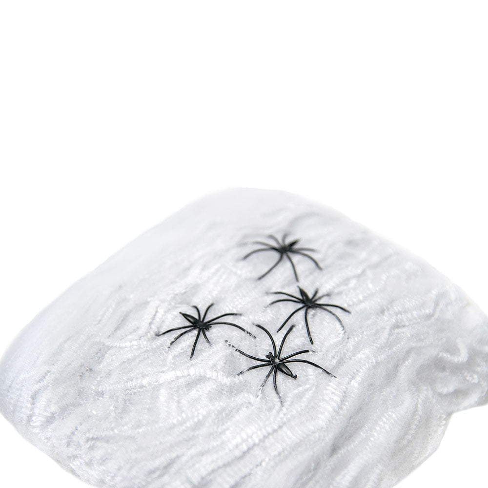 Mad Toys White Spider Web with Black Spiders Halloween Decorations