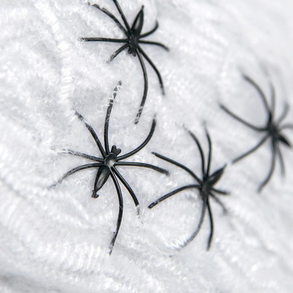 Mad Toys White Spider Web with Black Spiders Halloween Decorations