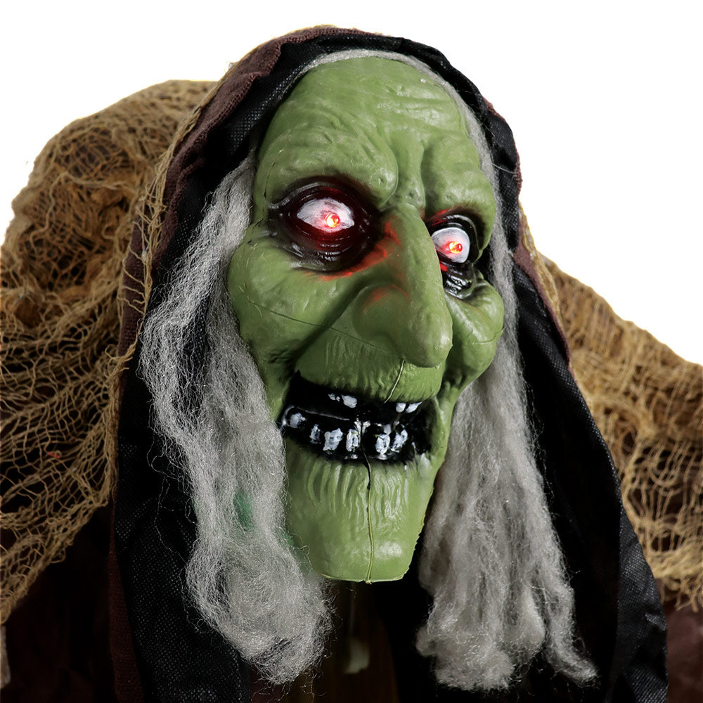 Mad Toys Spooky 57-Inch Standing Hunchback Light-Up Eyes with Sound Witch Halloween Decoration