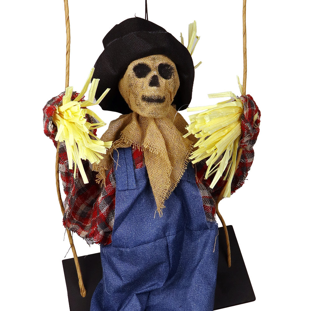 Mad Toys Creepy Swinging Scarecrow Halloween Decoration with Light and Sound
