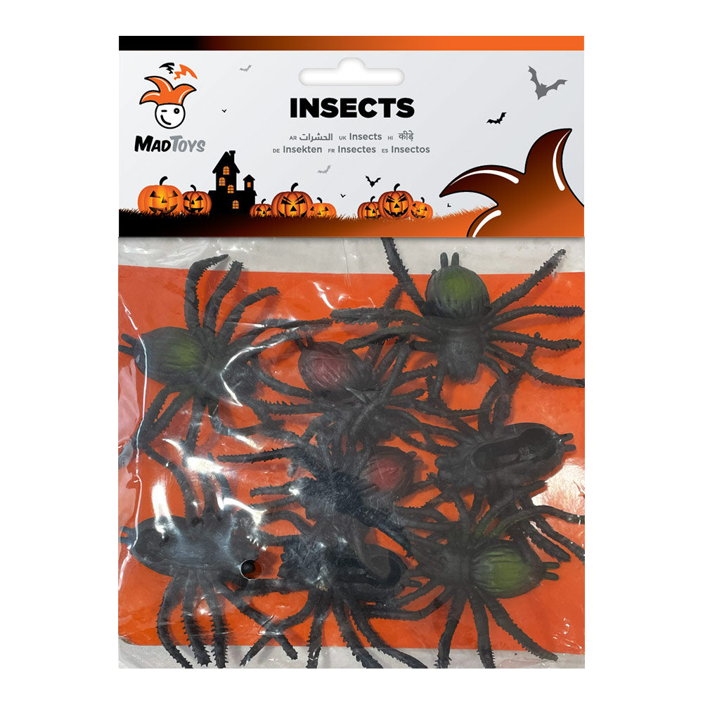 Mad Toys Spooky 8-Piece Spiders Halloween Haunted House Decoration & Props