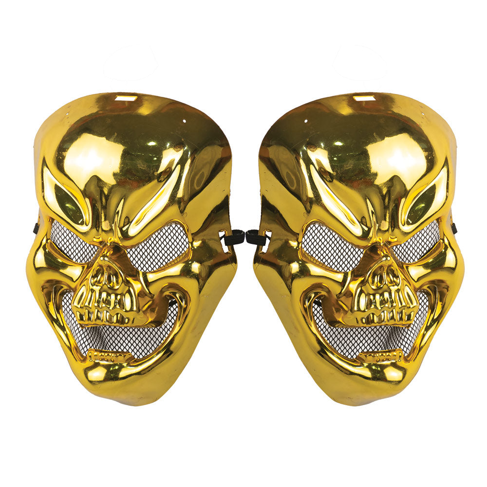 Mad Toys Spooky Metallic Gold Skull Mask Halloween Costume Accessories