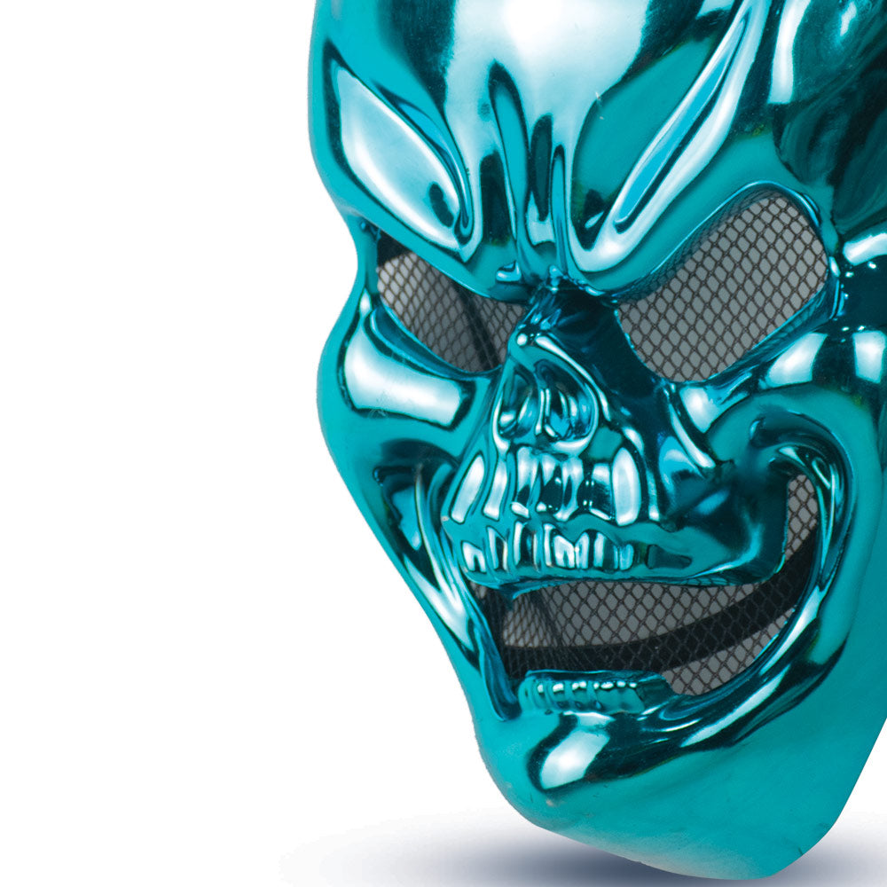 Mad Toys Spooky Metallic Blue Skull Mask Halloween Costume Accessories