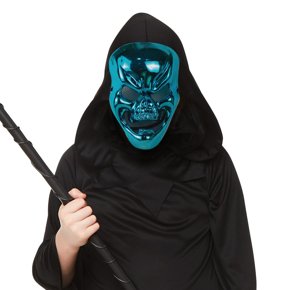 Mad Toys Spooky Metallic Blue Skull Mask Halloween Costume Accessories