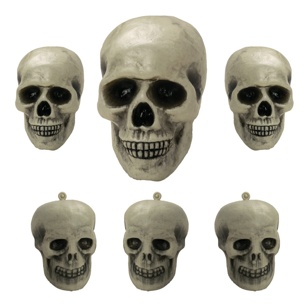 Mad Toys Creepy 6-Pieces Assorted Skulls Halloween Decoration