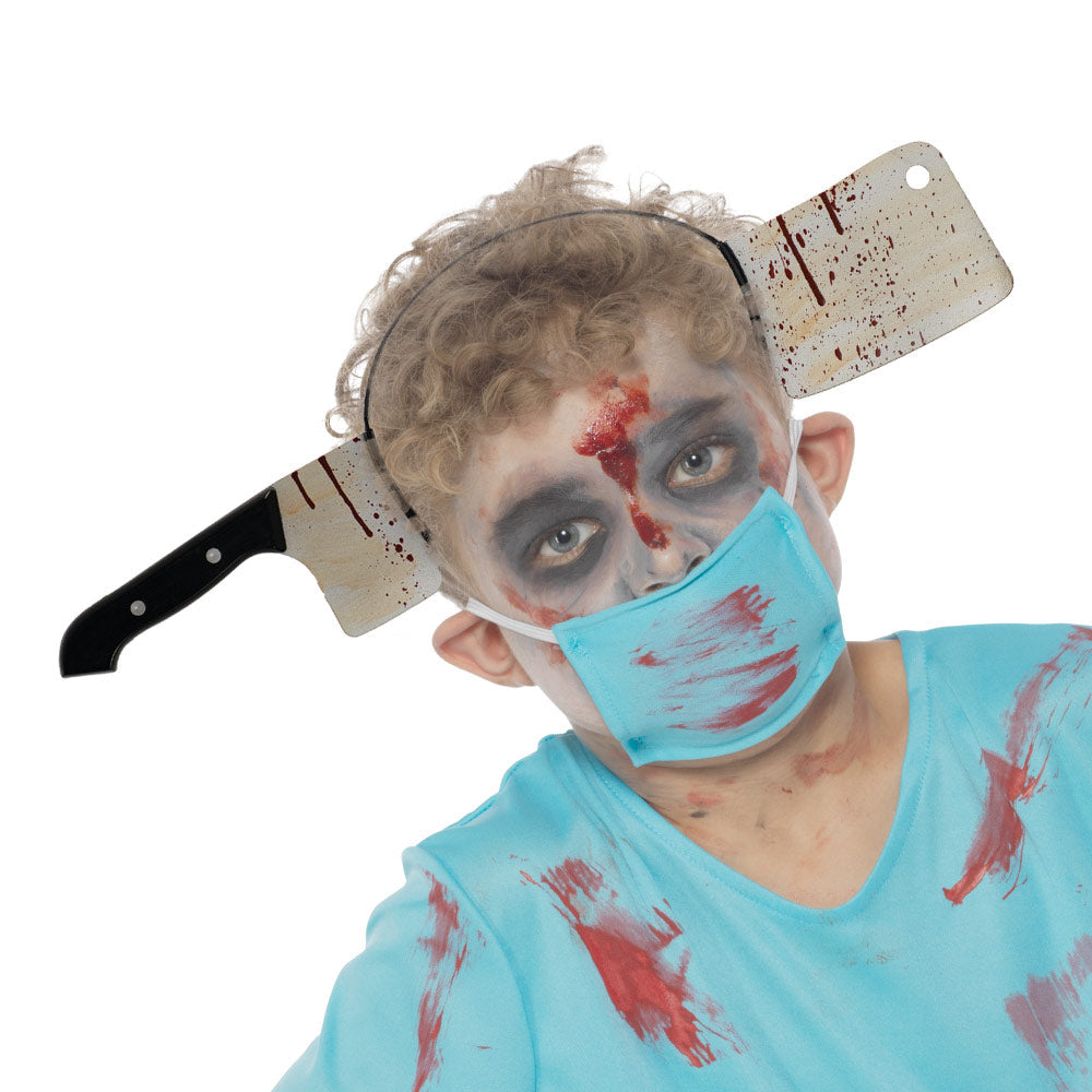 Mad Toys Creepy Zombie Fake Cleaver Headband Halloween Costumes Accessory for Kids and Adults
