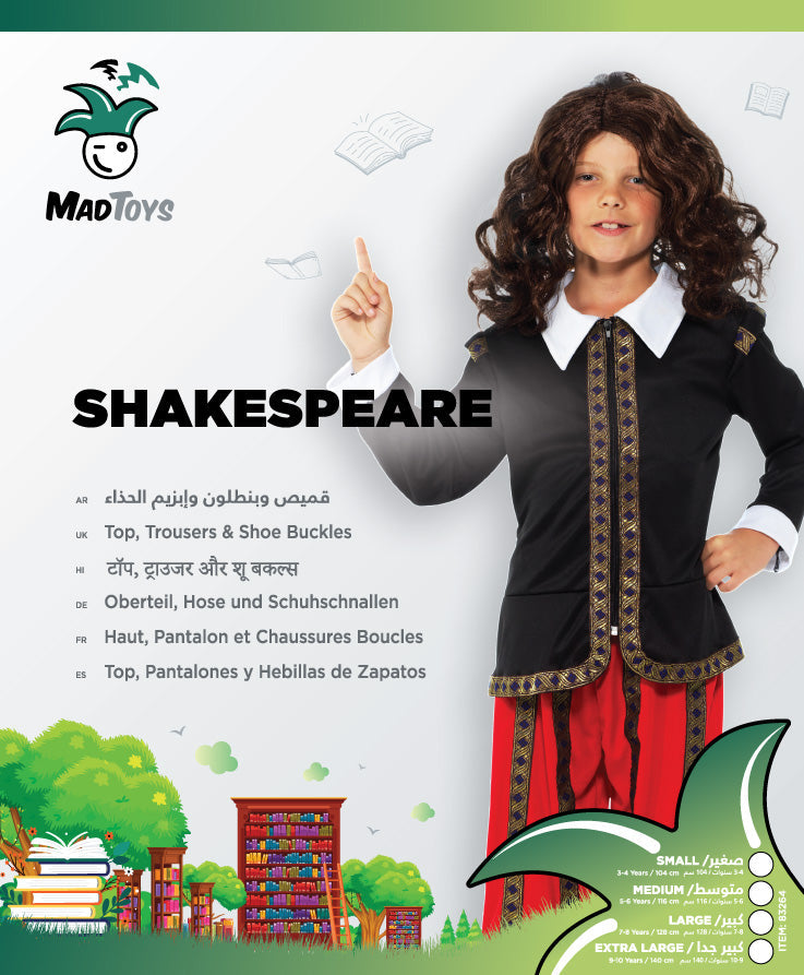 Mad Toys Shakespeare Book Week and World Book Day Halloween Costumes