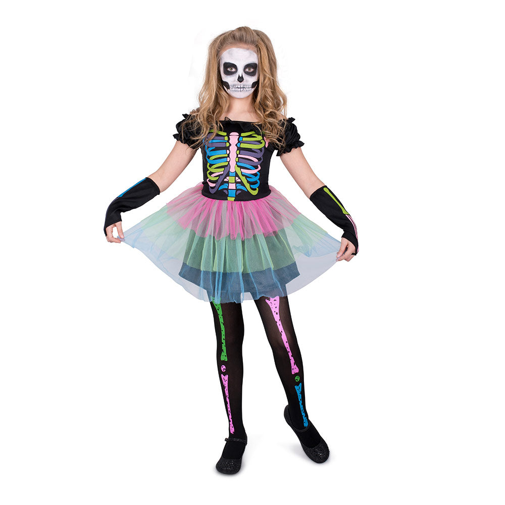 Mad Toys Neon Skeleton Tutu Dress Kids Halloween Costume Set