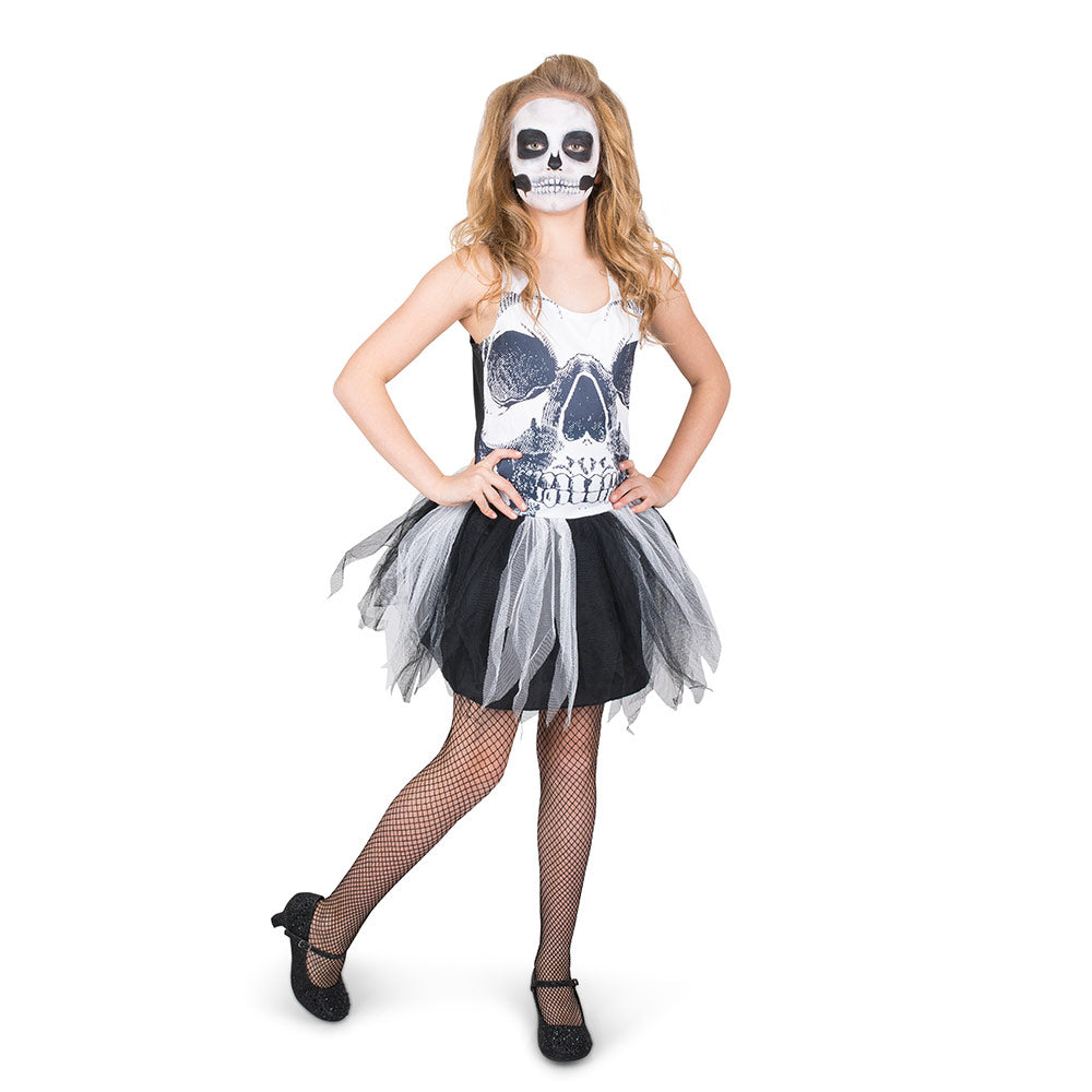 Mad Toys Skull Face Tutu Dress Kids Halloween Costume