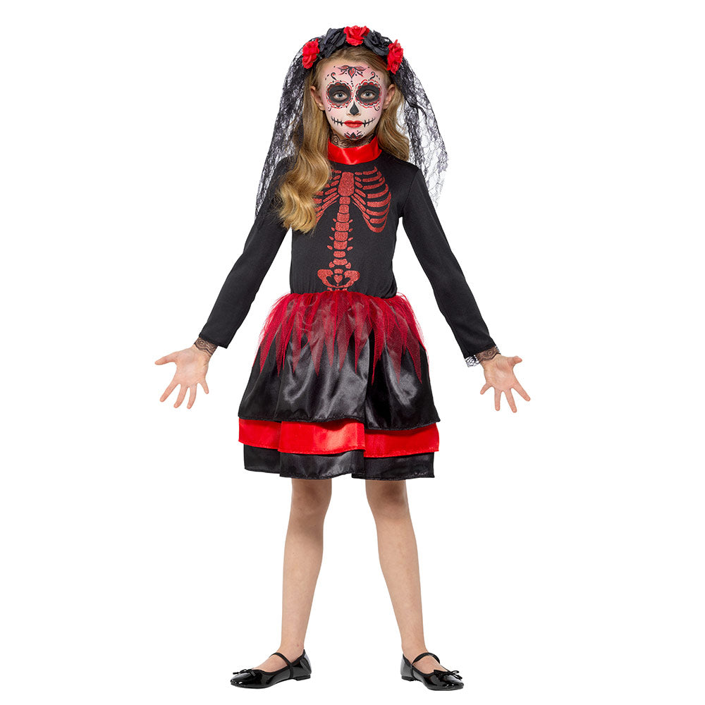 Mad Toys Red Day Of The Dead Senorita Kids Halloween Dress Up Costume