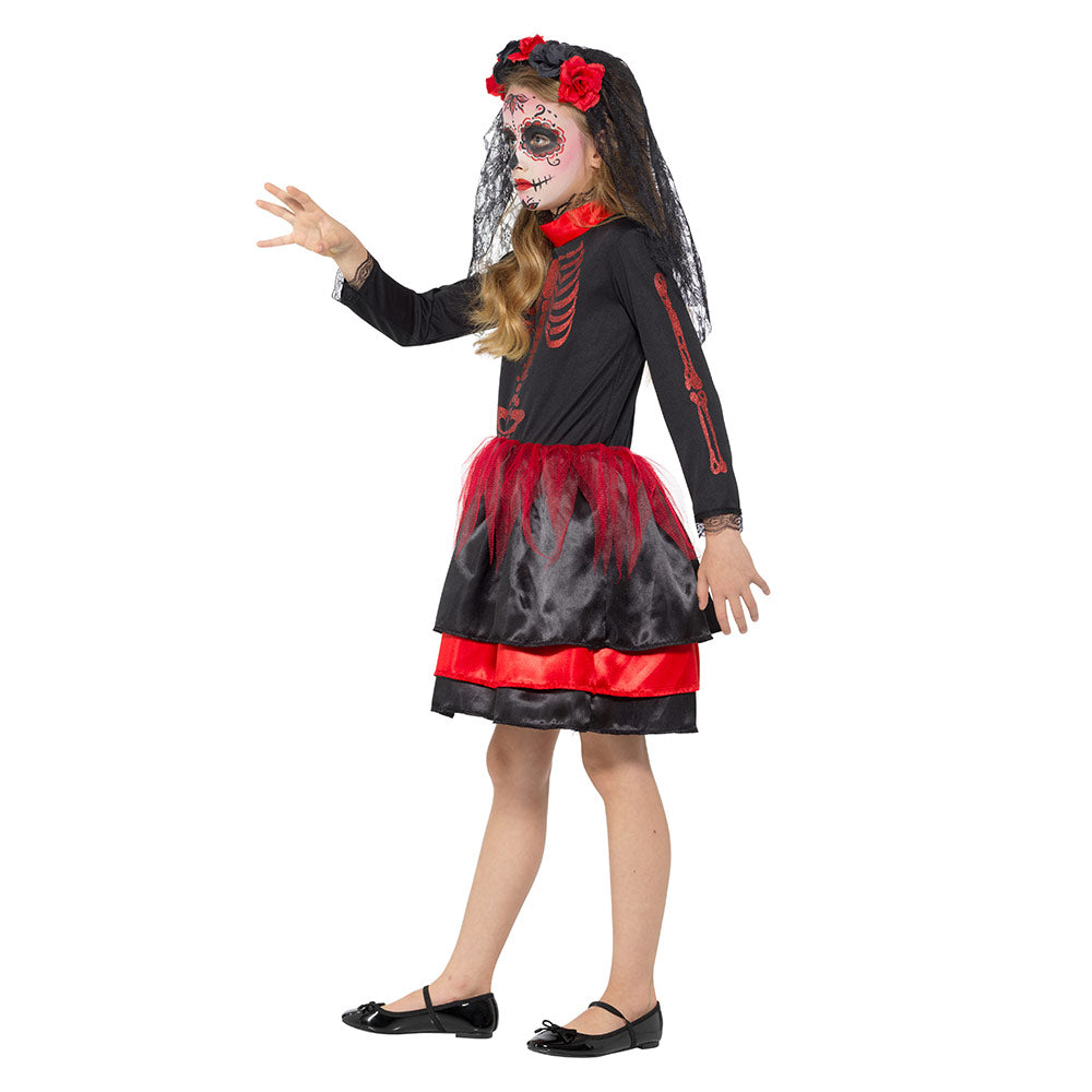 Mad Toys Red Day Of The Dead Senorita Kids Halloween Dress Up Costume